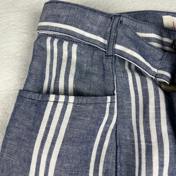 Anthropologie Blue & White Stripe Wide-Leg Front Pleat Pant Size OP - Picture 5 of 10